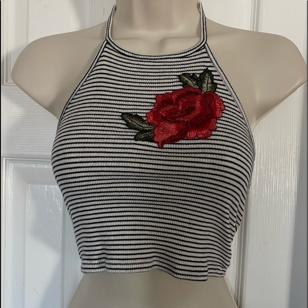 Striped rose halter top